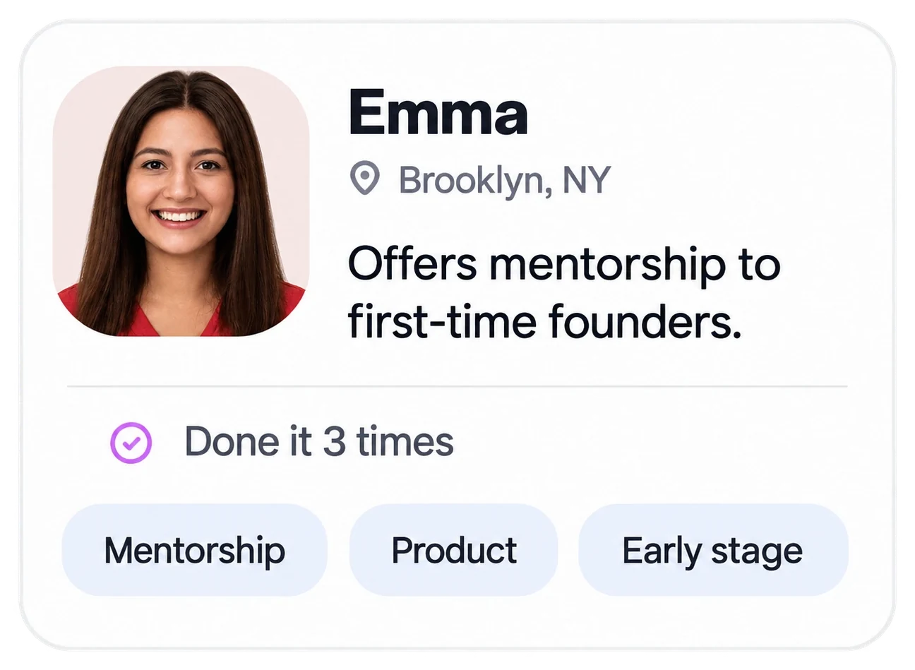 Emma in Brooklyn offers mentorship to first-time founders